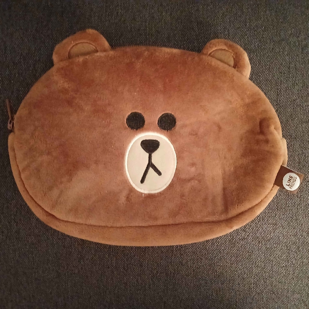 BTS line friends bear plushie makeup bag